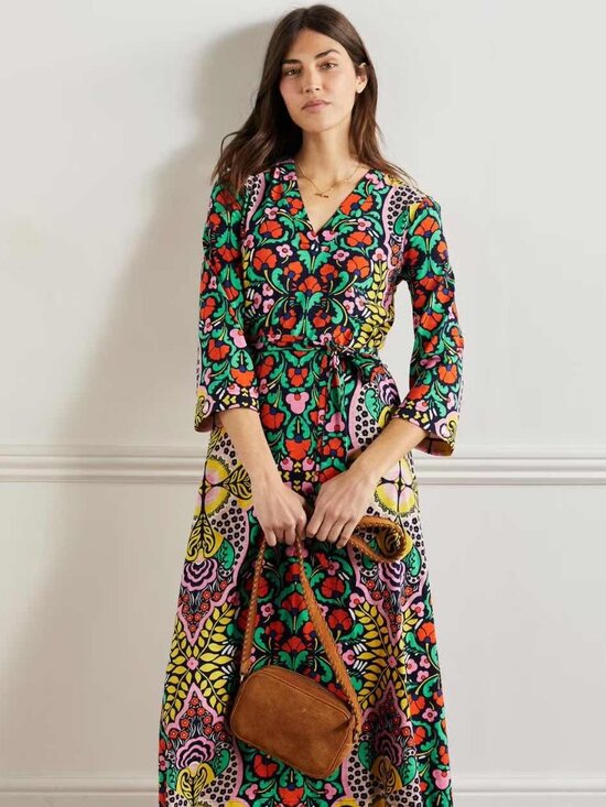 Boden Dresses & Skirts - BODEN Fiesta and Orchid Kaftan Midi dress in Navy Passion | Maximalist Style